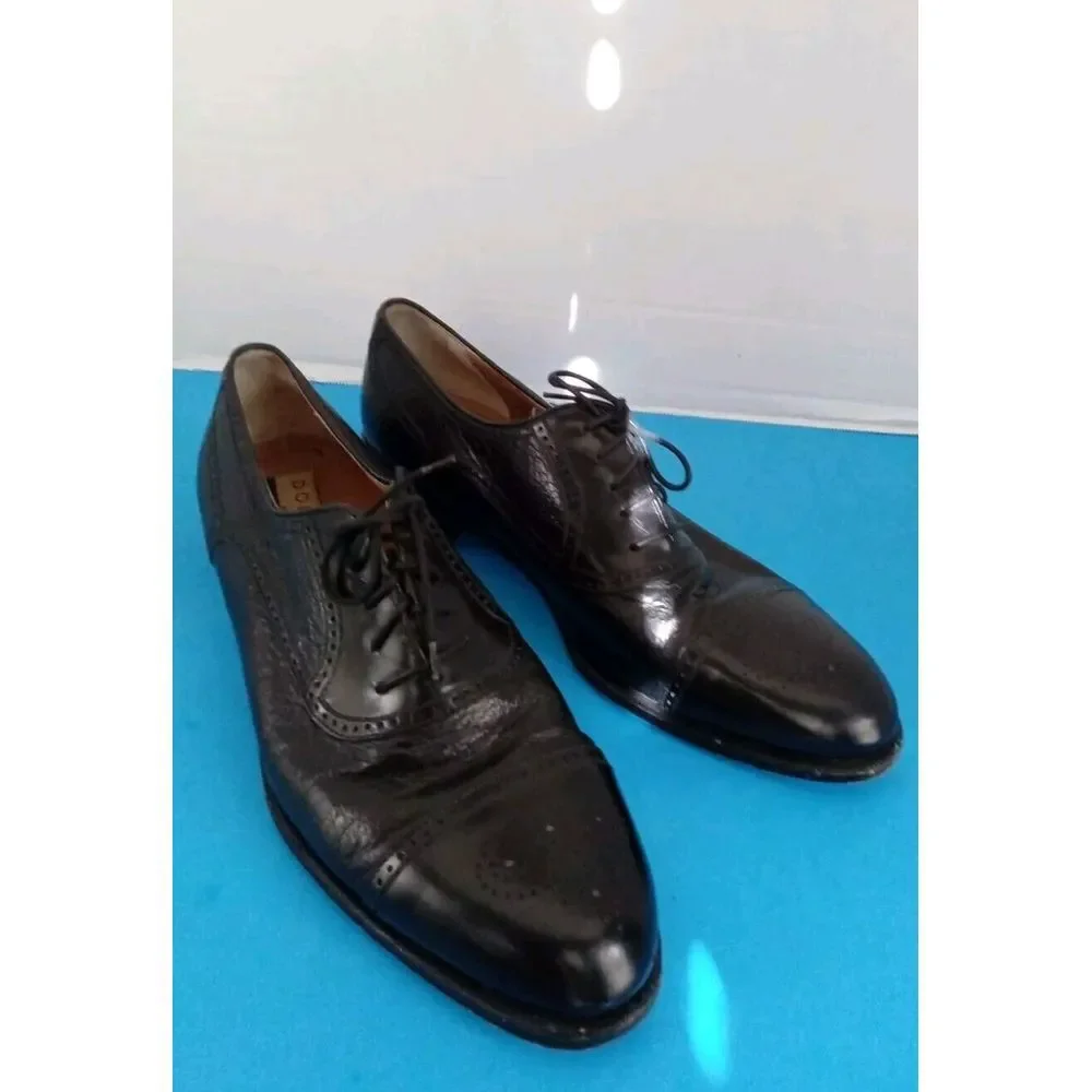 Domani Black Leather Wingtip Oxford Dress Shoes Lace Up Men's‎